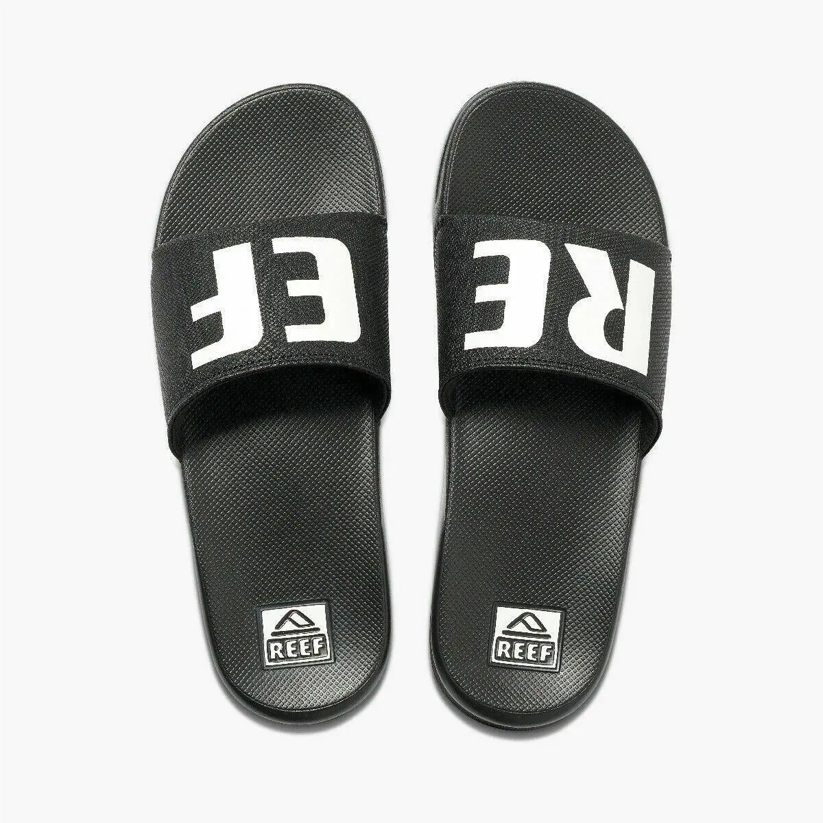 Reef One Slide Sandal Black White Men`s Size