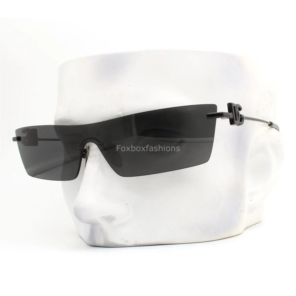 Dolce Gabbana Rimless Sunglasses DG 2292 01/87 Polished Black Metal W/case