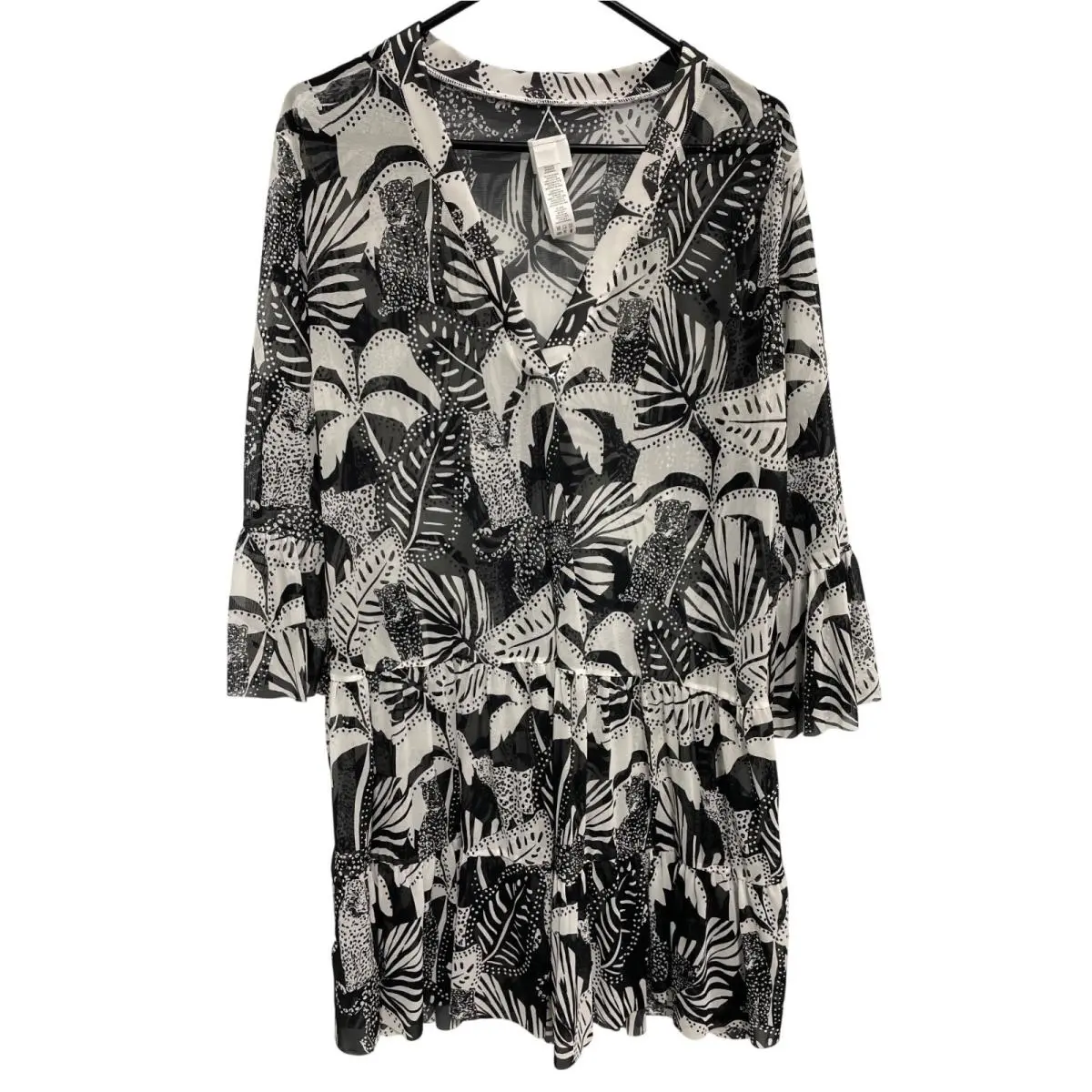 Coco  Enchant Cover Up Dress Size Medium Black White Beach Tropical Swim by Reef