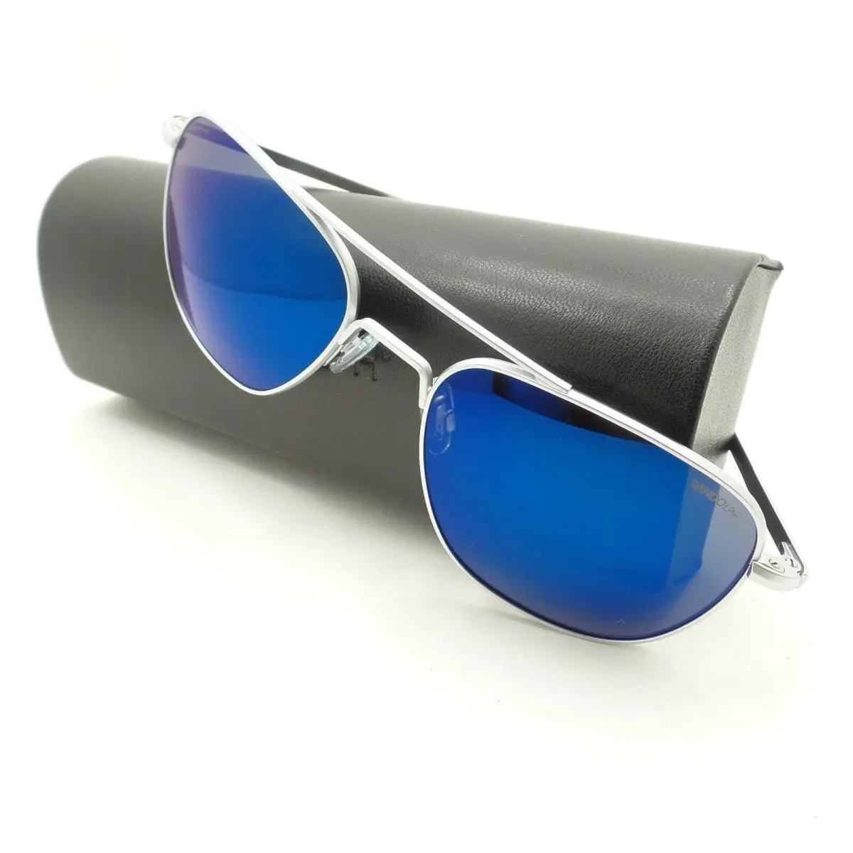 Aviator Matte Chrome Atlantic Blue 61mm Bayonet Sunglasses AF373 by Randolph