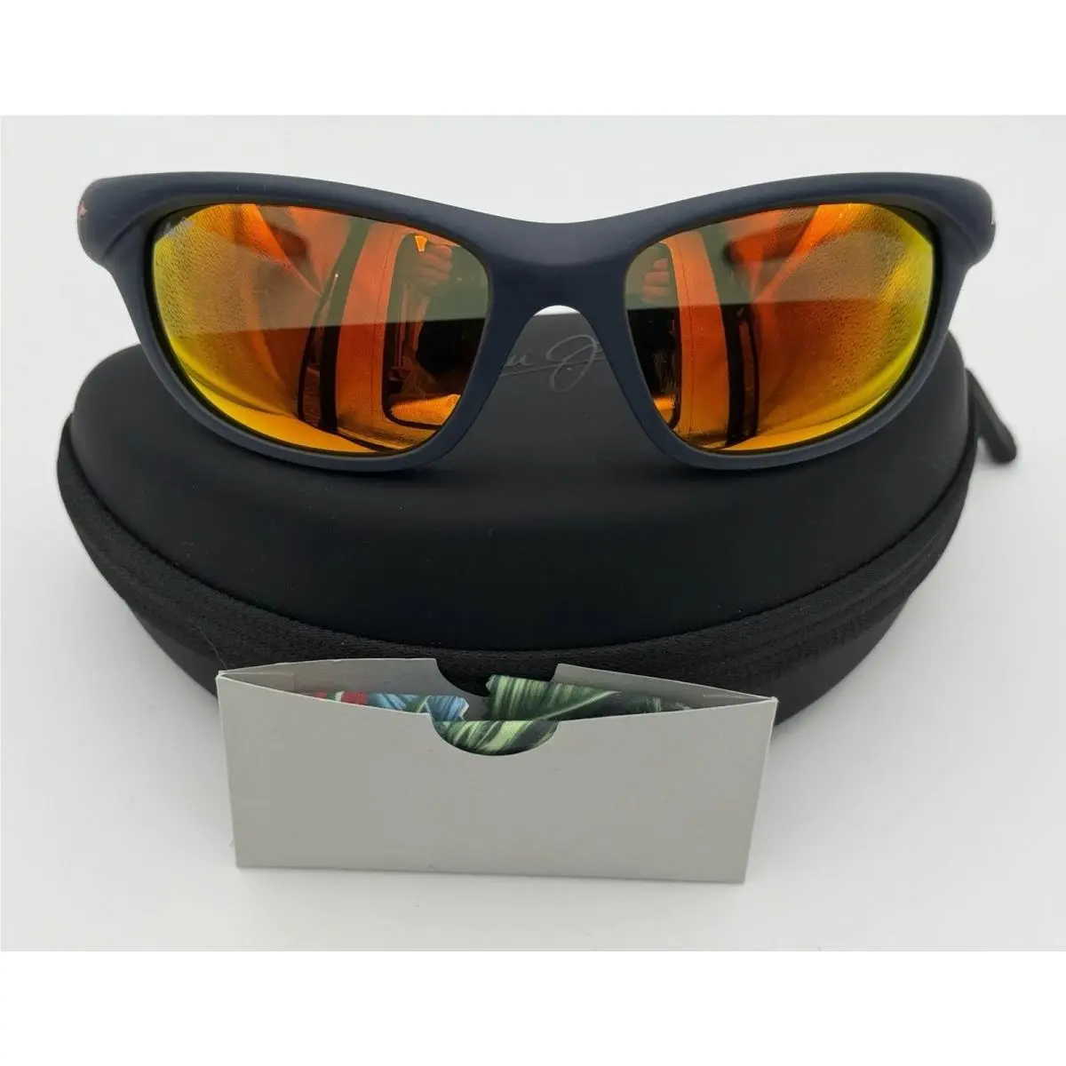 Haulani RM349-03 Matte Solid Dark Blue / Orange - Hawaii Lava Lens by Maui Jim