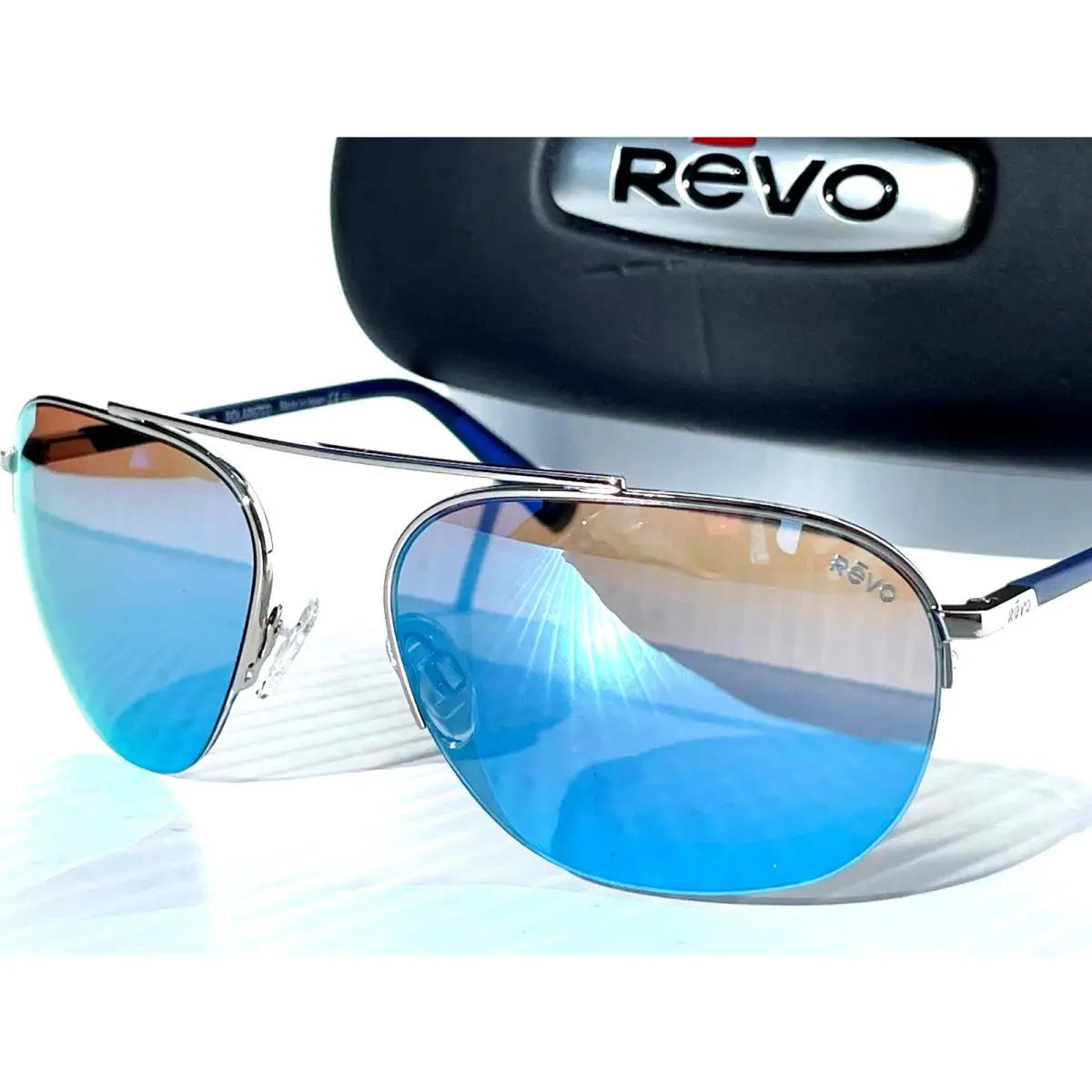 Revo Annika Chrome 56 Aviator Polarized Blue Water Lens Sunglass 1201 03 BL