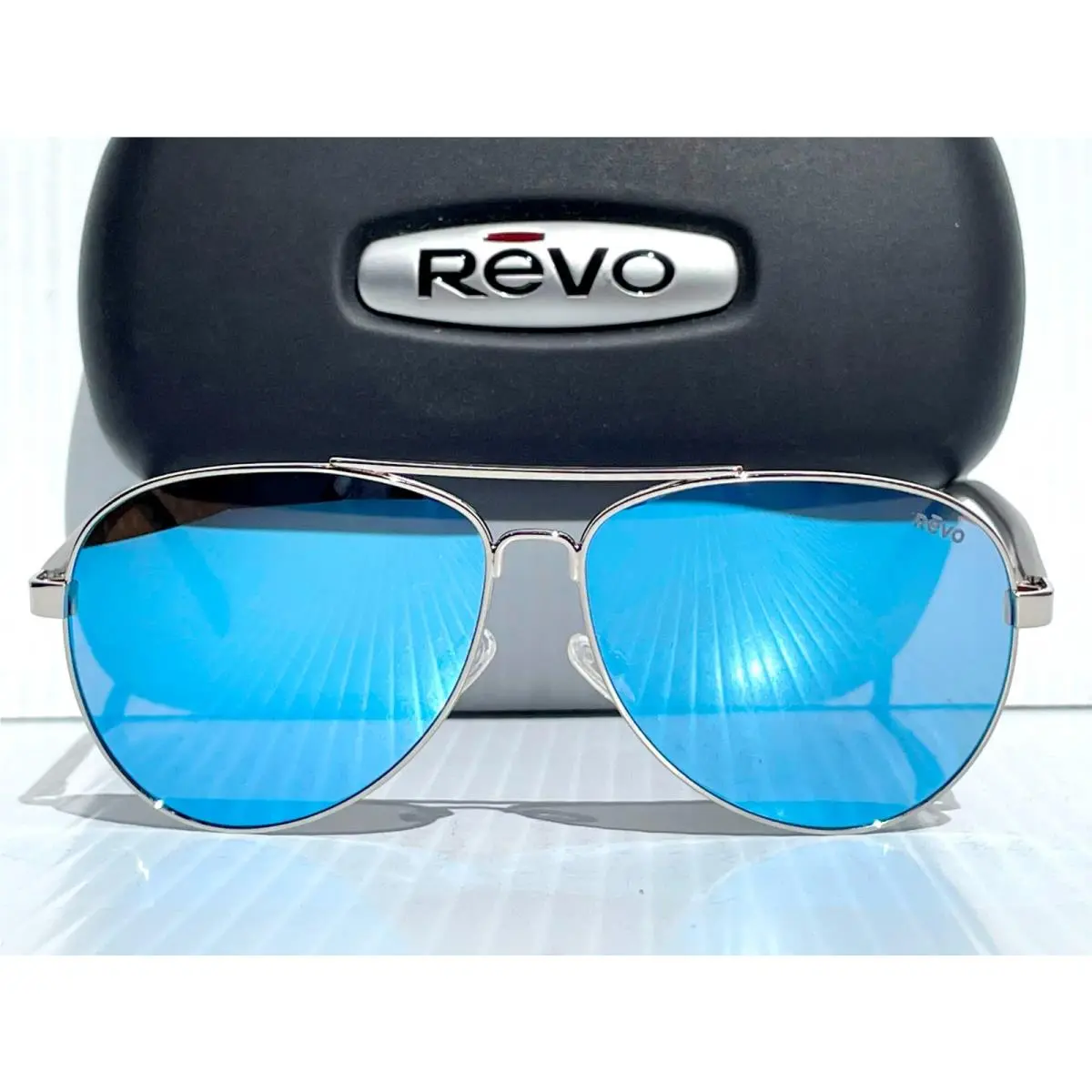 Revo Spark Chrome 60mm Aviator Polarized Blue Water Lens Sunglass 1081 03 BL