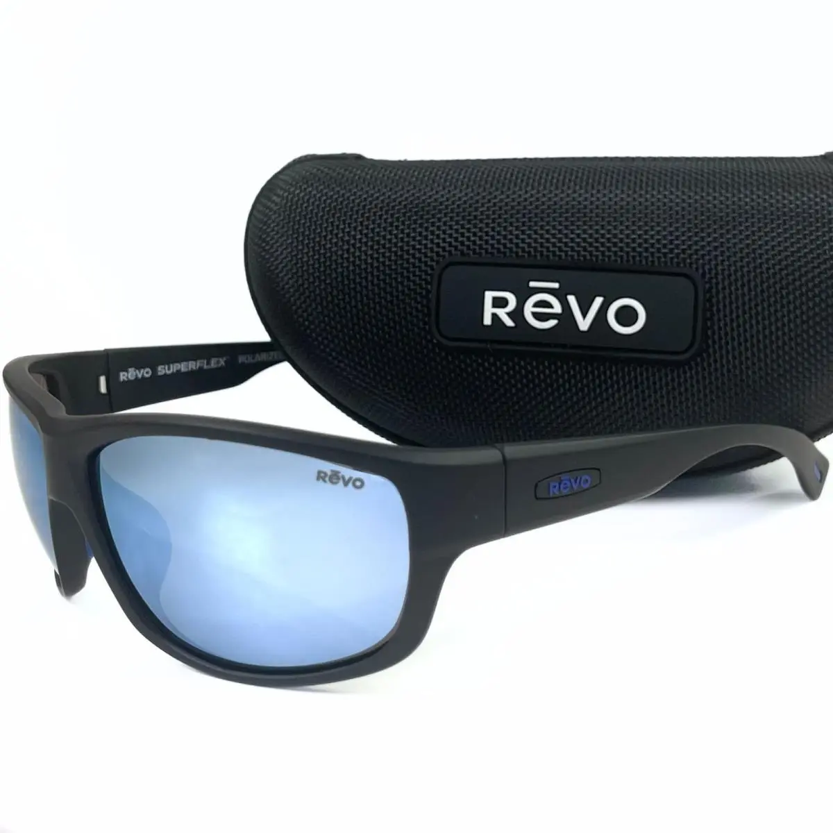 Revo Caper Matte Black Superflex Polarized Blue Water Sunglasses 66mm RE1092N01B