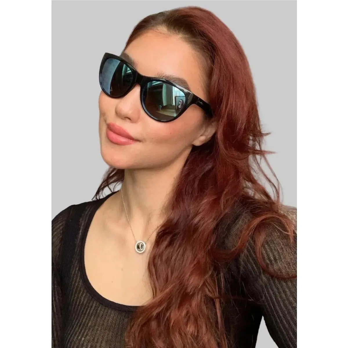 Polarized Revo RE13799 Black Cat Eye Blue Mirrored Women`s Sunglasses