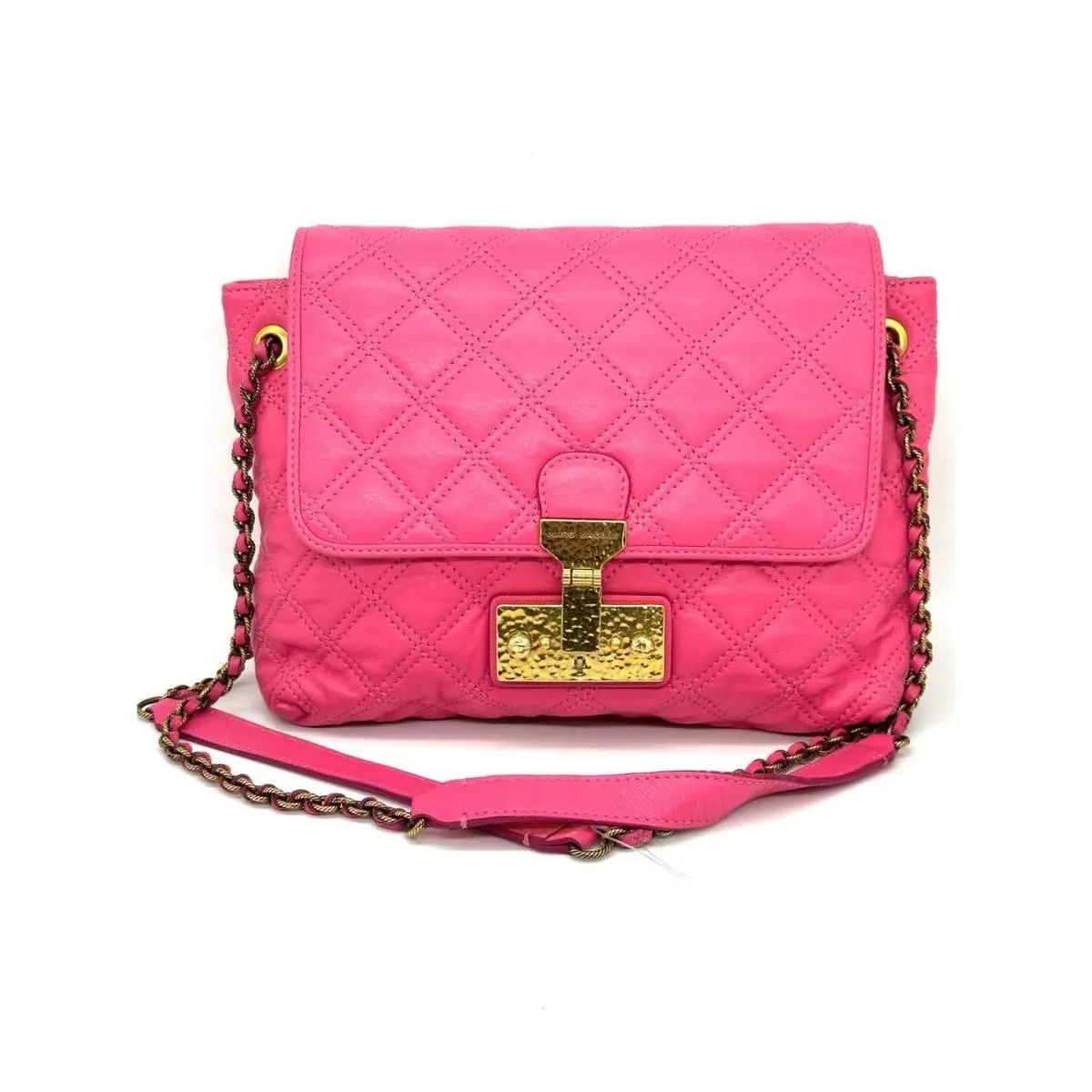 Marc Jacobs The Single Baroque Pink Quilted Leather Flap Shoulder Crossbody Bag