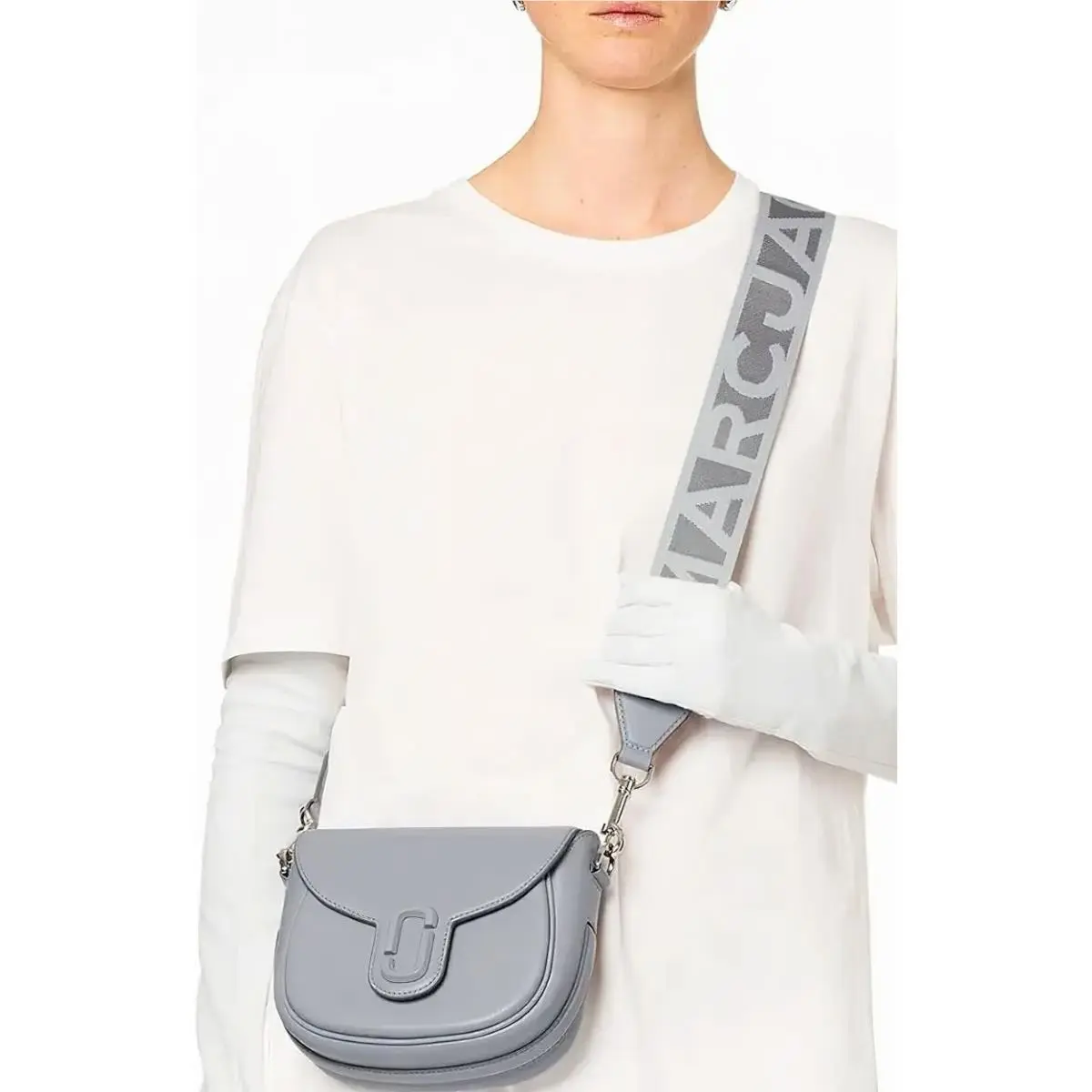 Marc Jacobs Women`s The Messenger Saddle Bag Small In Leather Gray OS