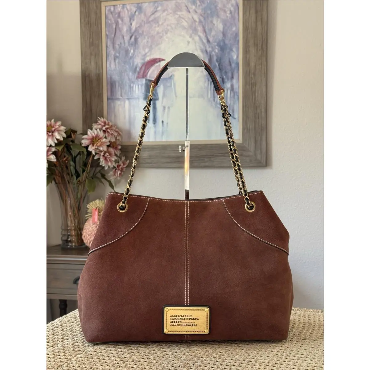 The Large Plaza Tote Shoulder Bag Suede Cognac by Marc Jacobs