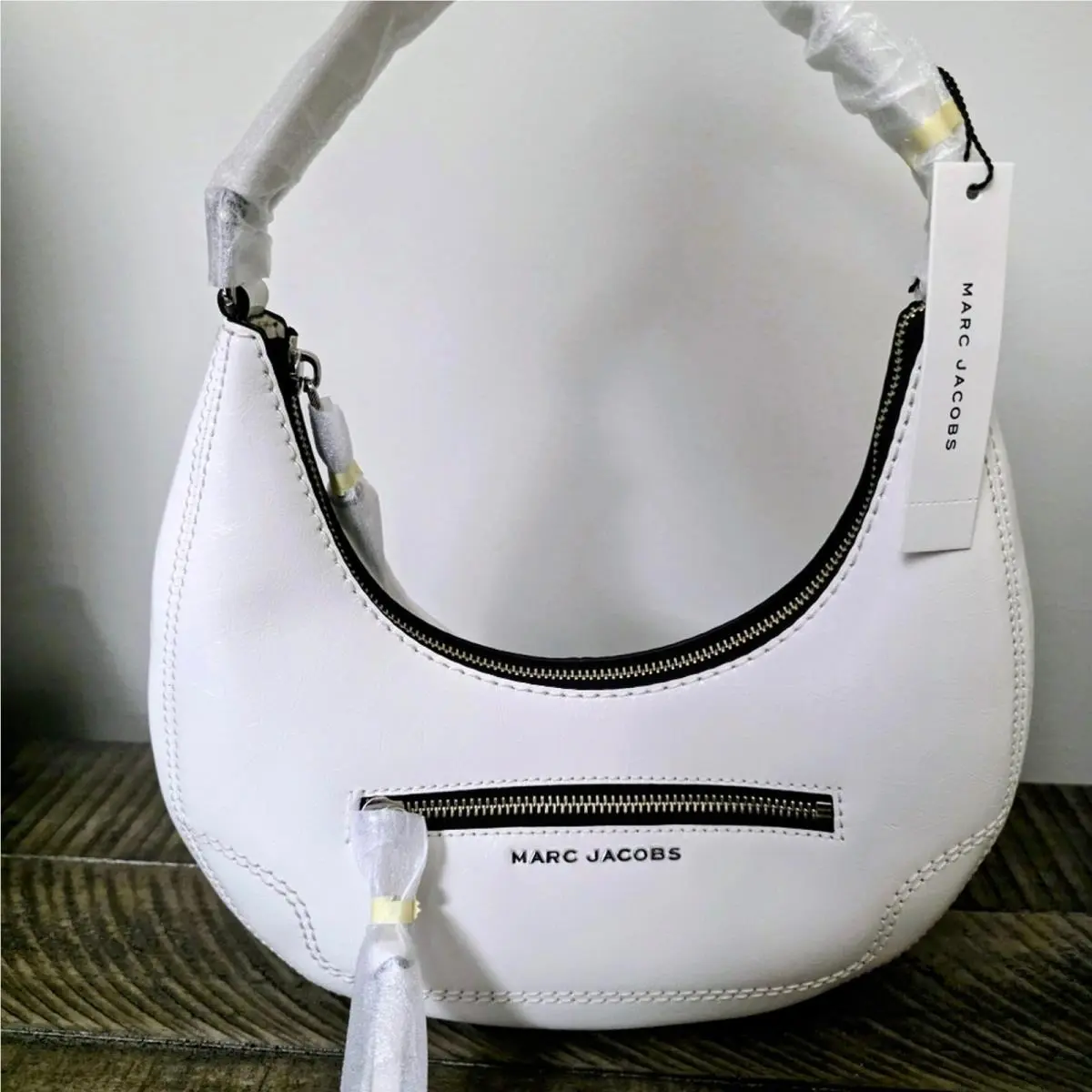 Marc Jacobs Small Crinkle Crescent Shoulder Bag White