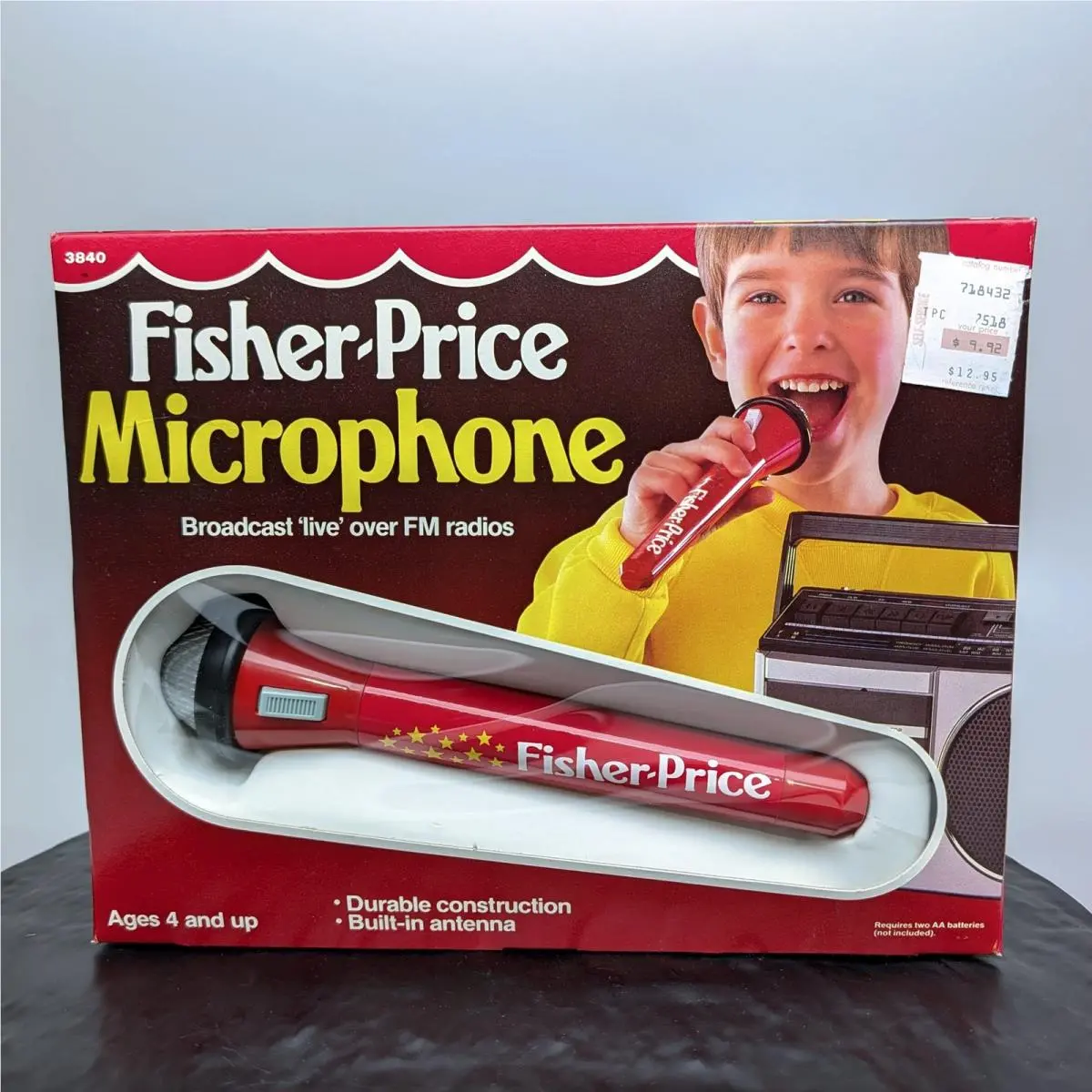 Fisher-price 3840 Microphone Live FM Radio Toy Vintage 1985 Boxed