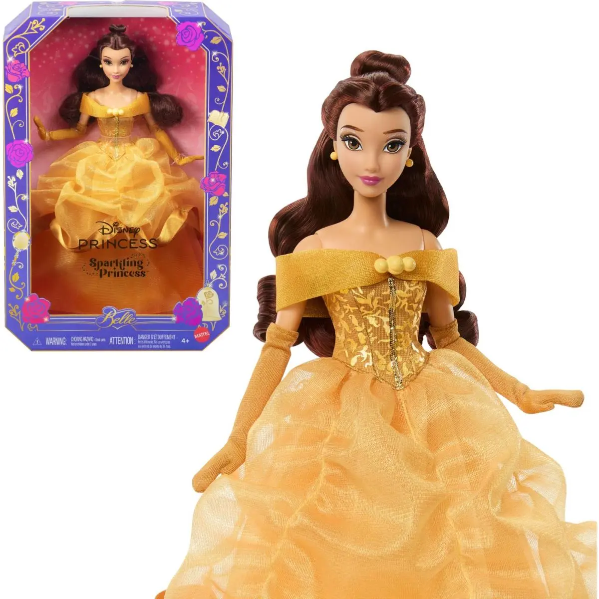 Mattel Disney Princess Belle Sparkling Fashion Doll Multicolor