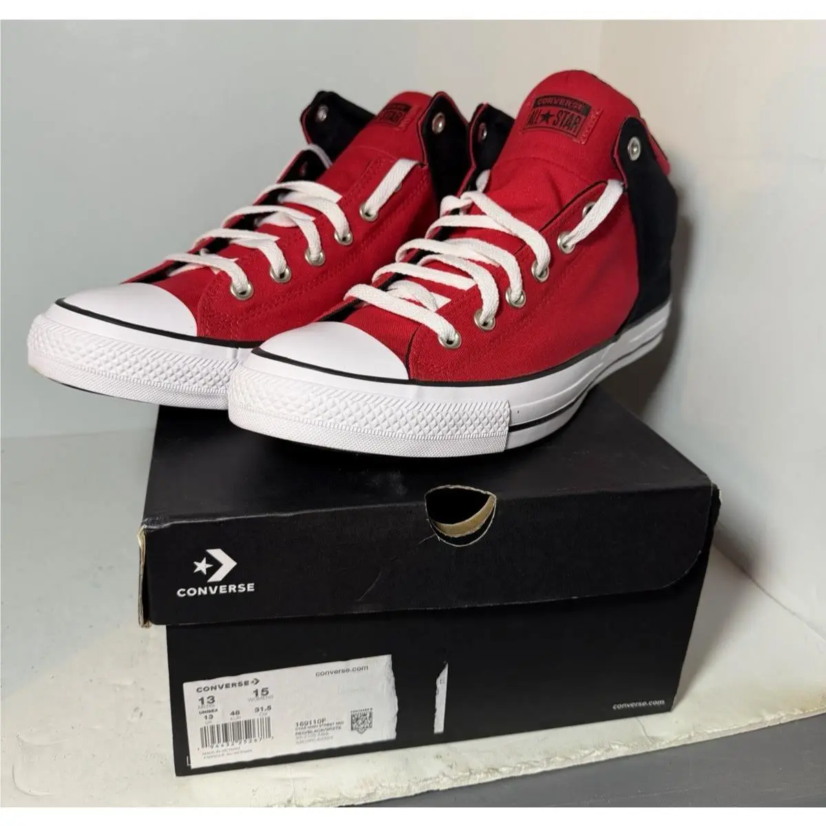 Converse Chuck Taylor All Star Shoes Men Sz 13 High Street Mid Red Black Box