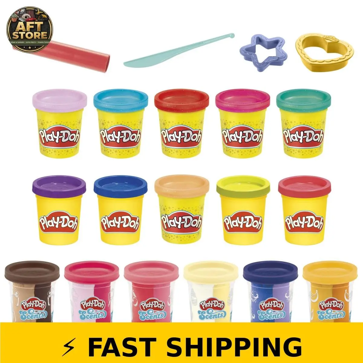 Play-doh Sparkle Scents Variety Pack - 16 Cans 4 Tools