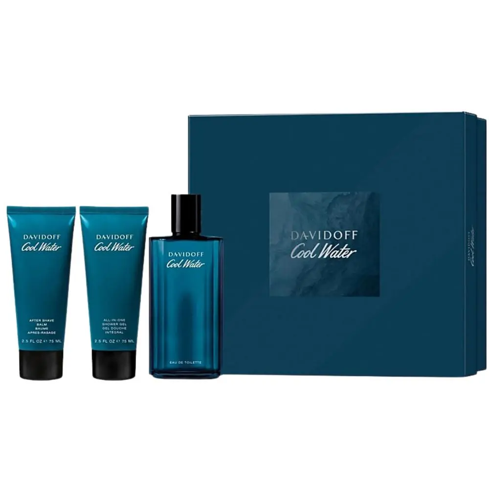 Cool Water By Davidoff 3-PC Gift Set For Men 4.2oz Edt / Shower Gel After Shave