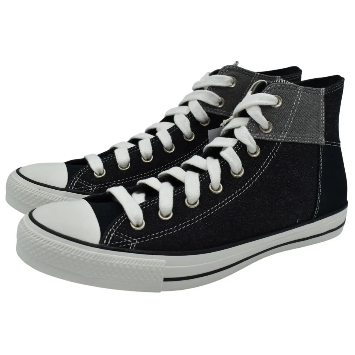 Mens 12 Chuck Taylor All Star Black Grey Patchwork High Top Sneakers by Converse