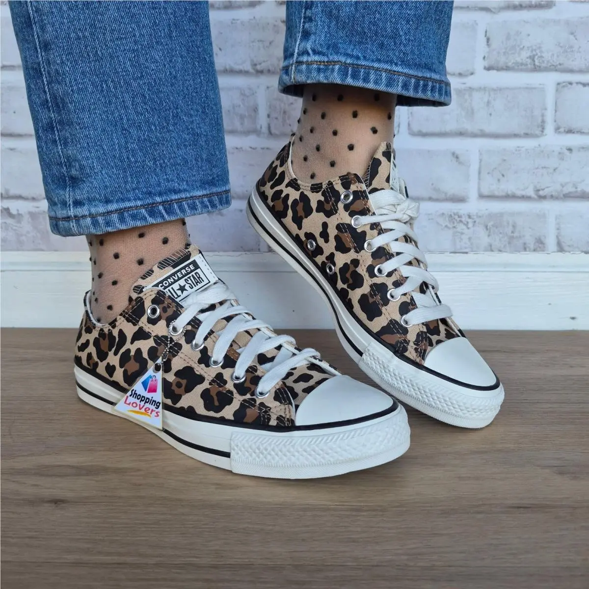 ⭐converse Chuck Taylor Leopard Print Low Sz 6 Kids Shoes Sneakers Black A16591F
