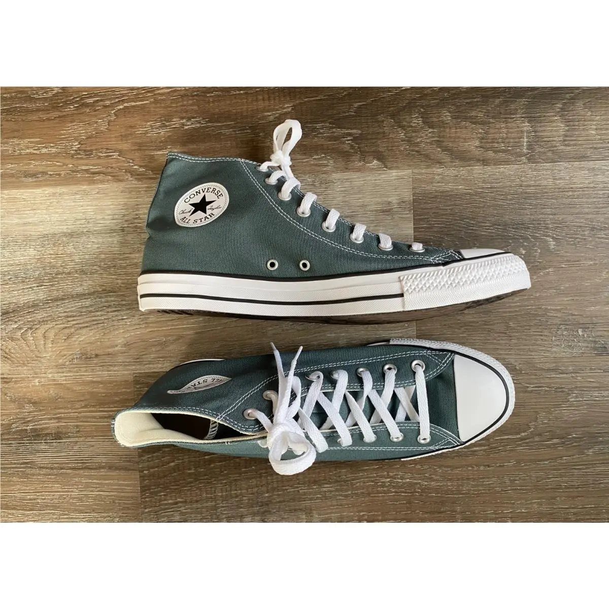 Chuck Taylor All Star High Top Sneakers Men`s 12 Women`s 14 Green by Converse