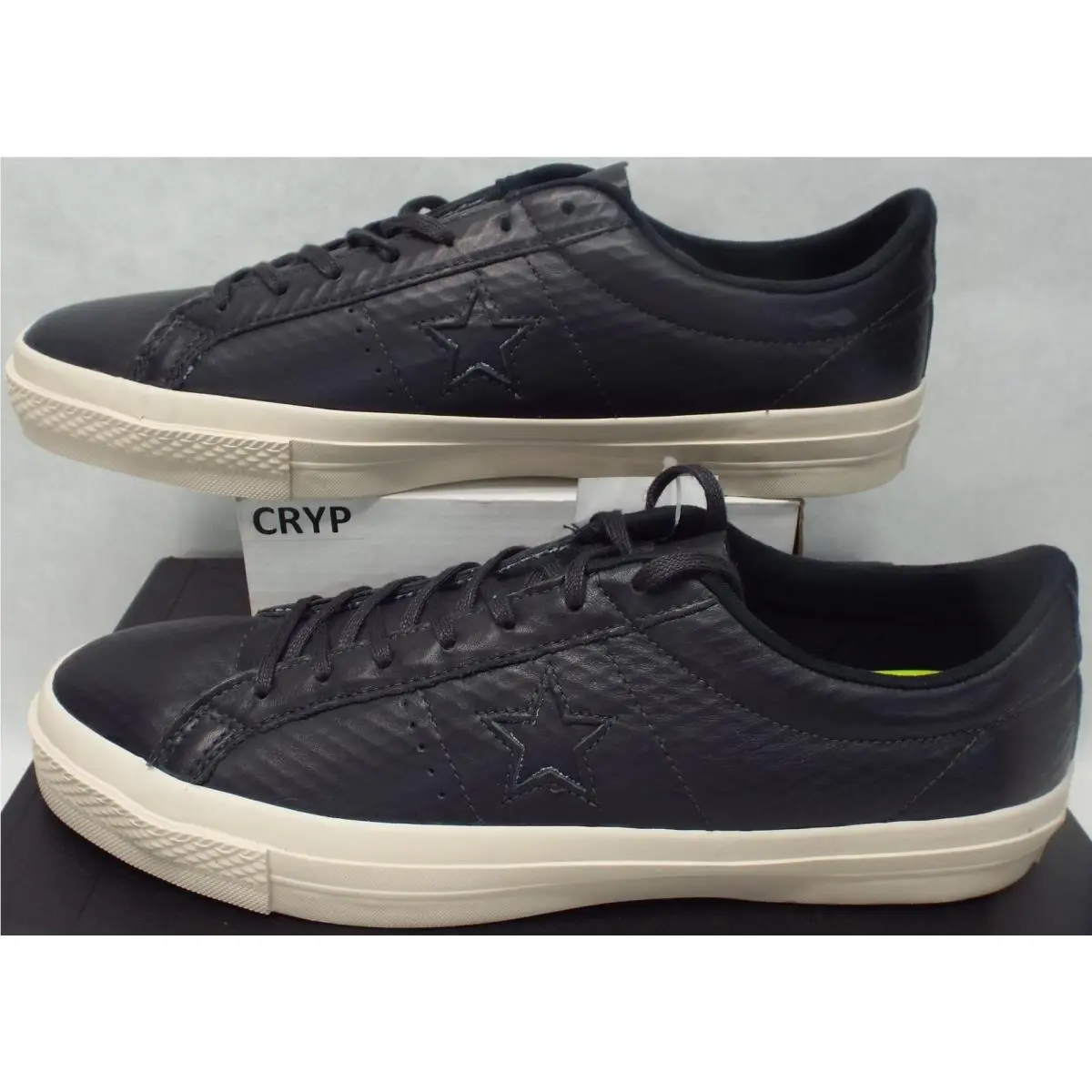 Mens 12 Converse One Star Leather OX Black Parchment Leather 153705C