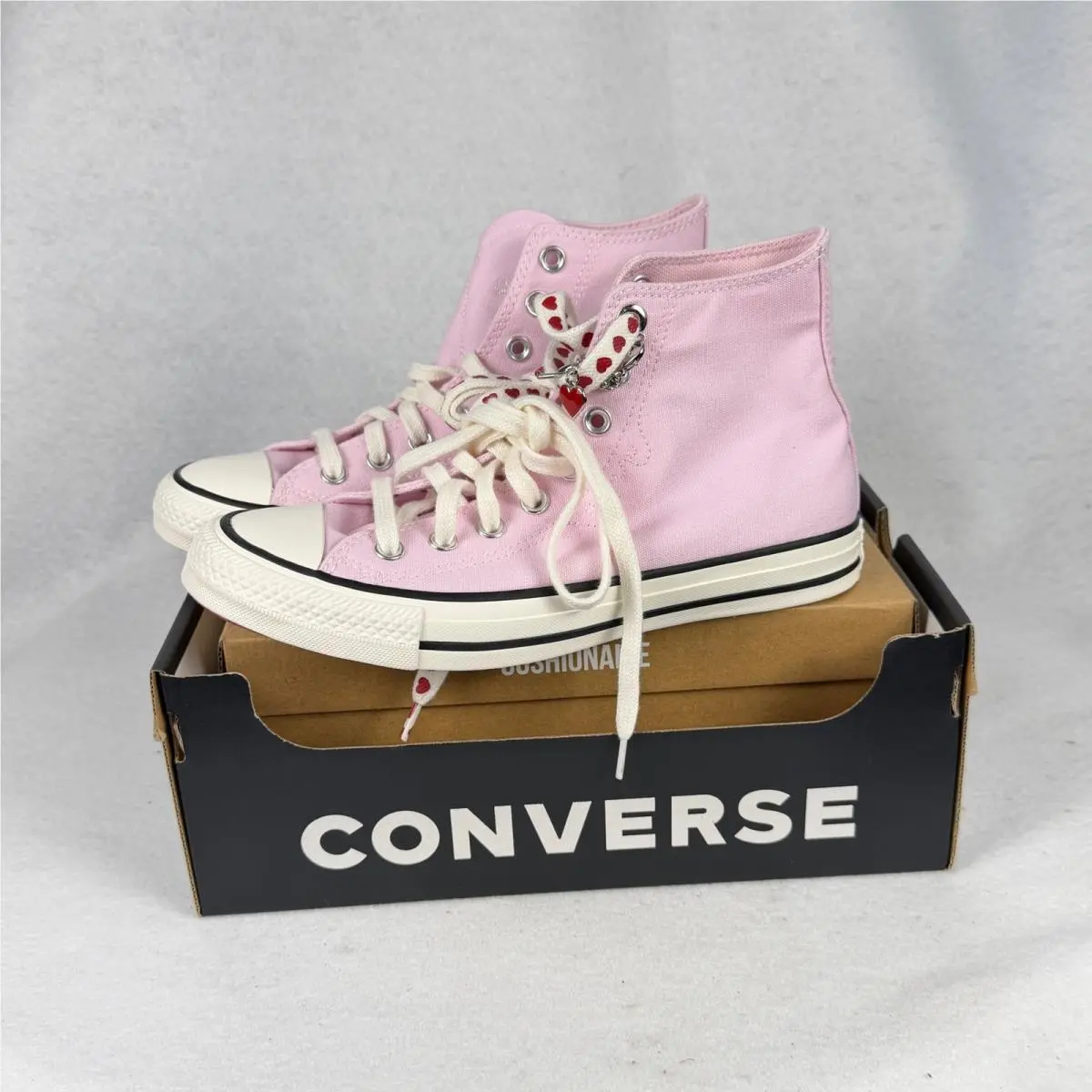 Converse Chuck Taylor All Star Womens 8.5 UK 6.5 Valentine Heart Charm Pink