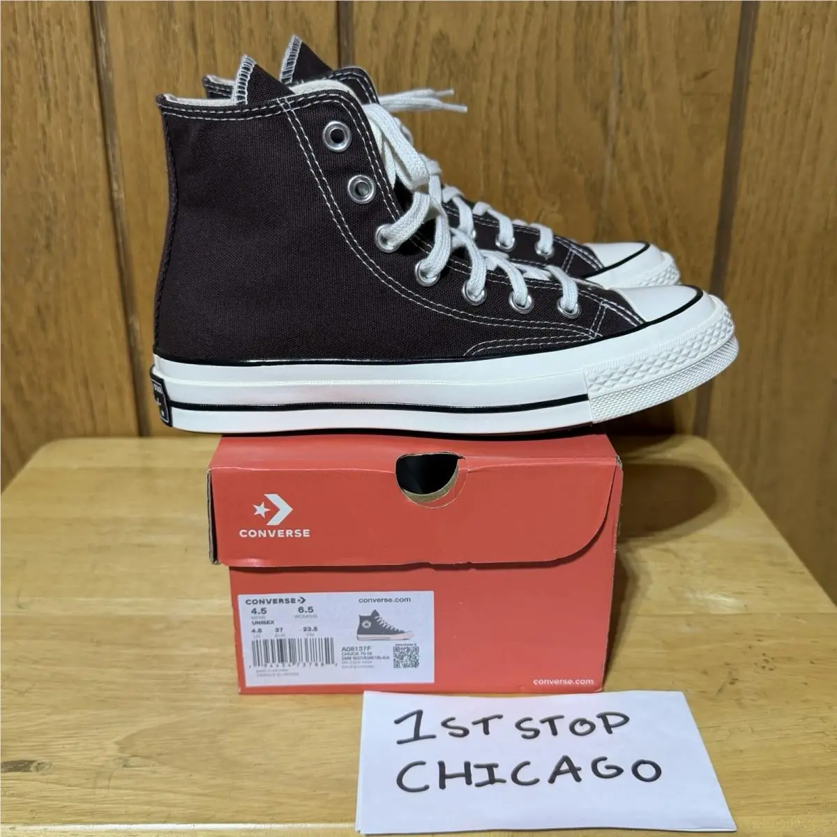 Converse Chuck 70 Hi Dark Root Brown Egret A08137F Unisex Women 6.5 Mens 4.5