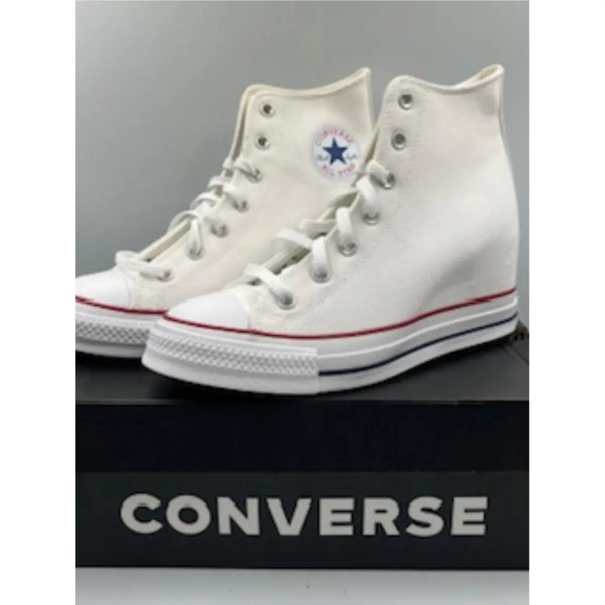 Converse Sneakers Hidden Wedge Women`s Sz 11 White High Top Lace Up