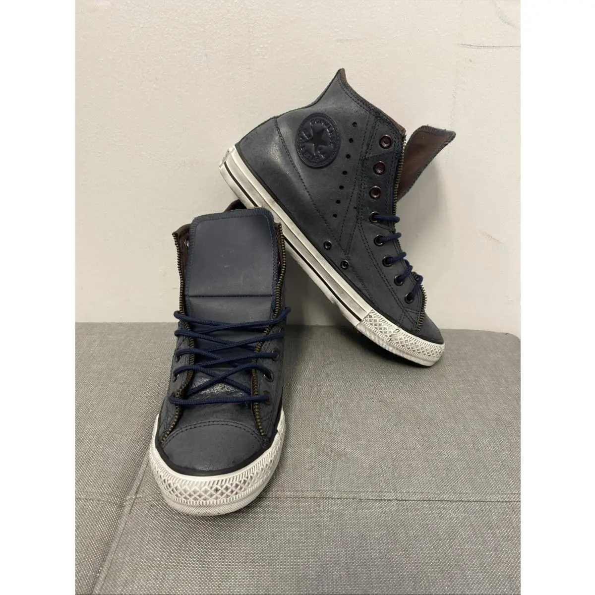 Converse 132415C CT Motorcycle HI Dark Navy Leather Shoes SZ 10 S818