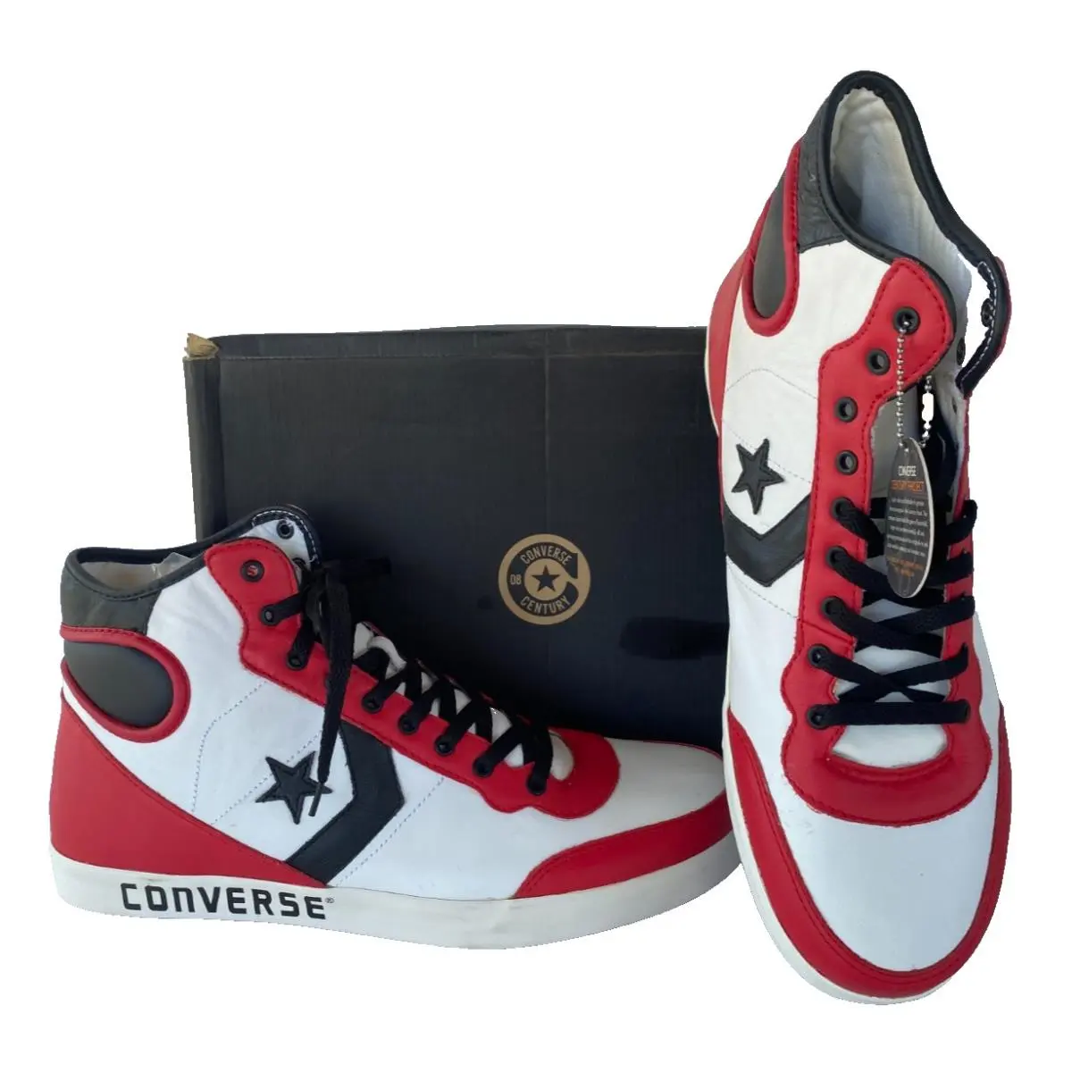 Converse Fastbreak HI High Top Sneakers White Red Black Men`s Size 13 Leather