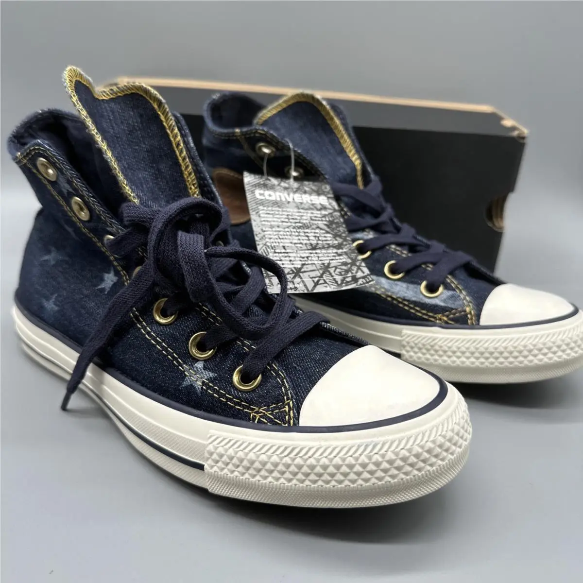 Converse All Star Denim Flag Print Inked High Top Sneaker Men 5 Women 7