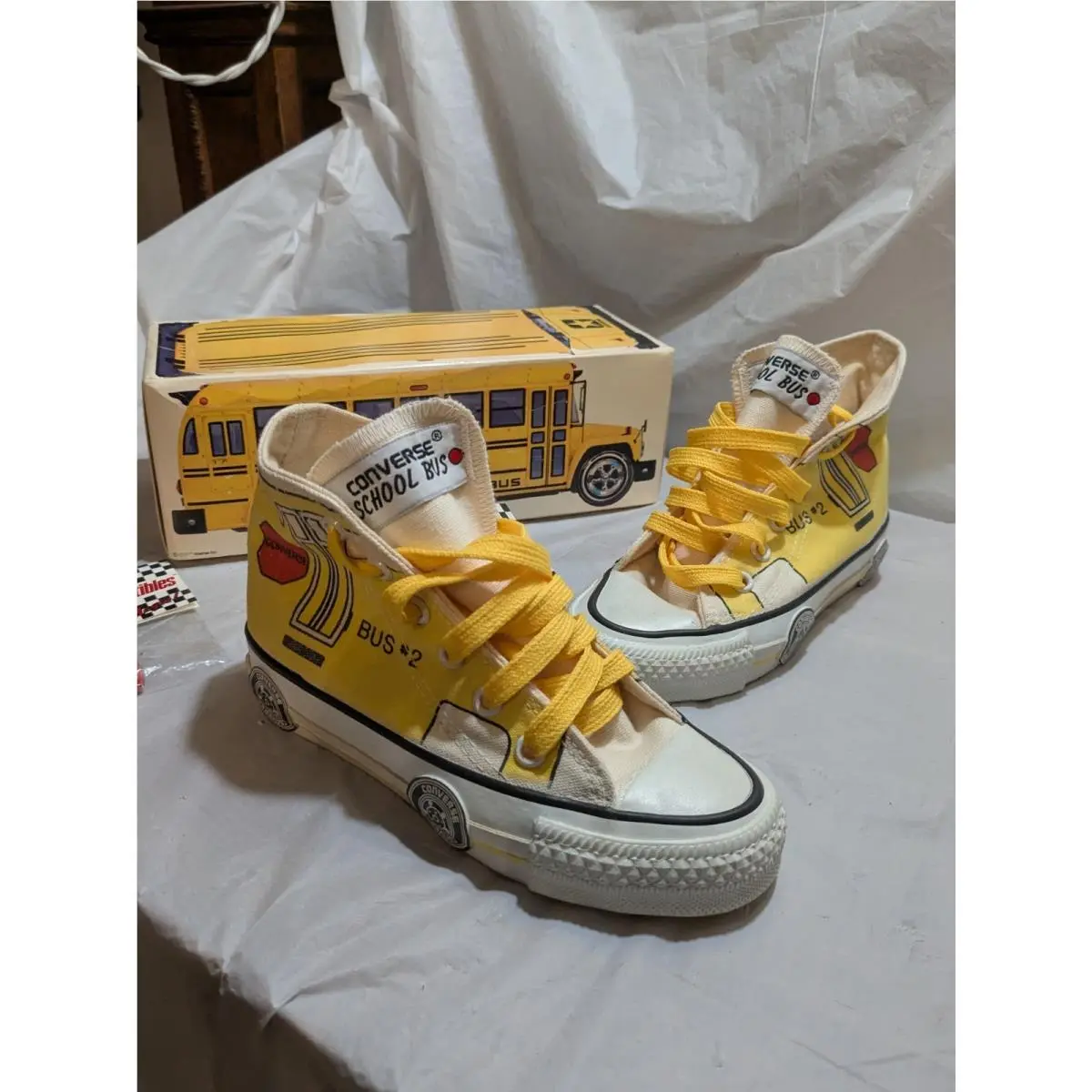Vintage Converse School Bus 1988 Nos 1.5 1 1/2 Kids Nike Tennis Shoes