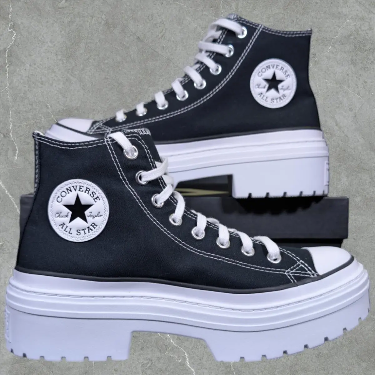 Converse Ctas Lugged Heel Hi Sneaker Women`s 9.5 Black White Platform Shoes