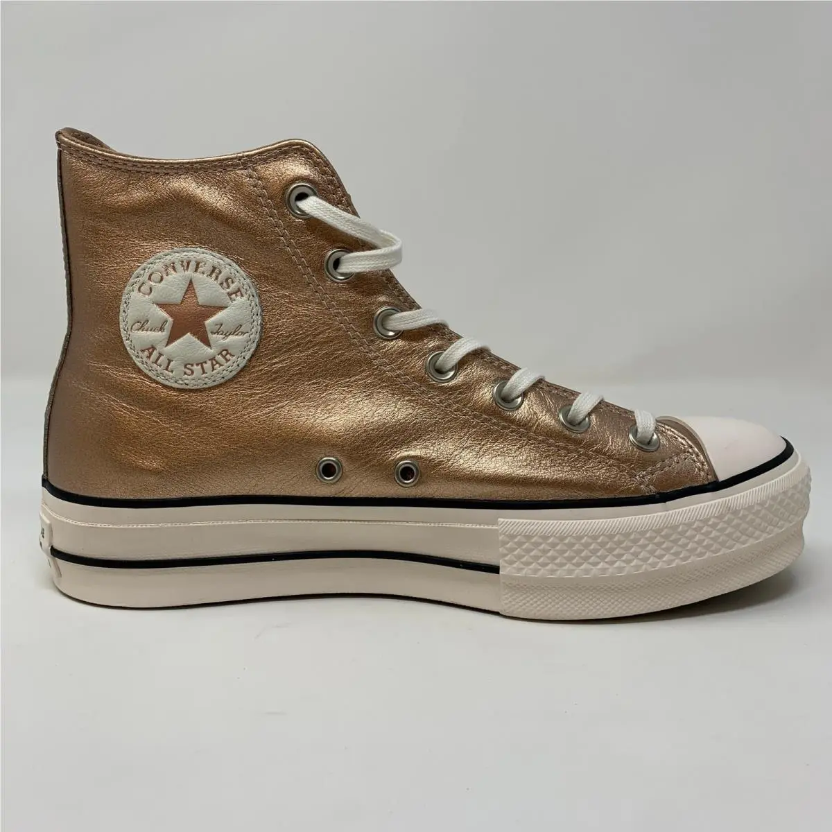 Converse Women`s Chuck Taylor AS Lift Hi Top Size 9 Metallic Particle Beige White 562773C