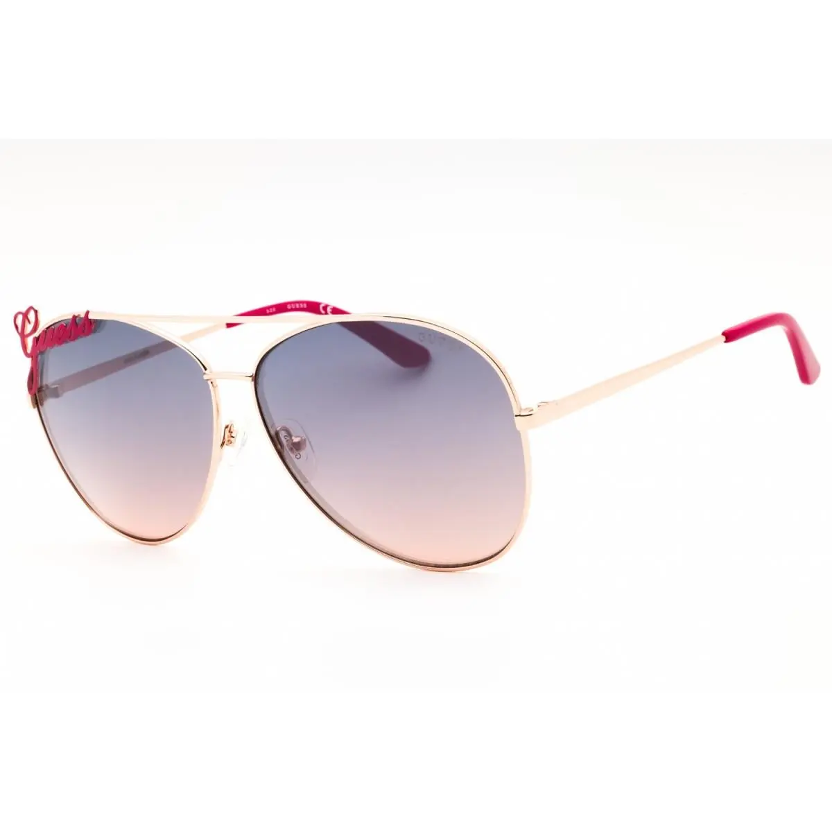 GU7739 28Z Shiny Rose Gold/violet Gradient Mirror 64-12-140 Sunglasses by Guess