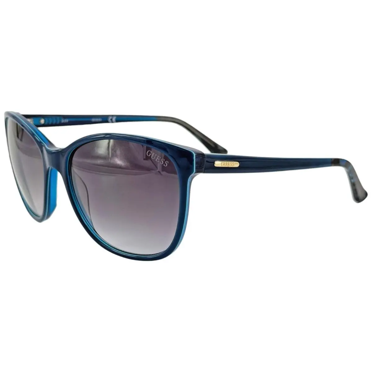 Guess GU7426 Womens Plastic Sunglass Shiny Blue 58-17 Gray Gradient w Case