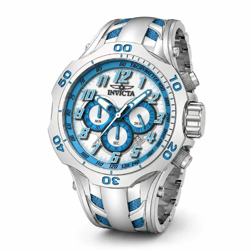 Invicta Venom Hydra Mens 52mm Quartz VD53 Watch Chrono Lightblue/white 50511