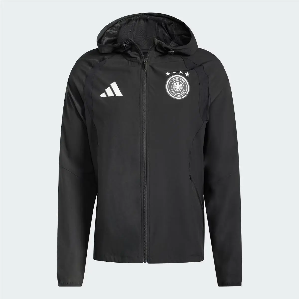 JZ9326 Mens Adidas Dfb Germany Tiro Travel Full Zip Windbreaker - Black