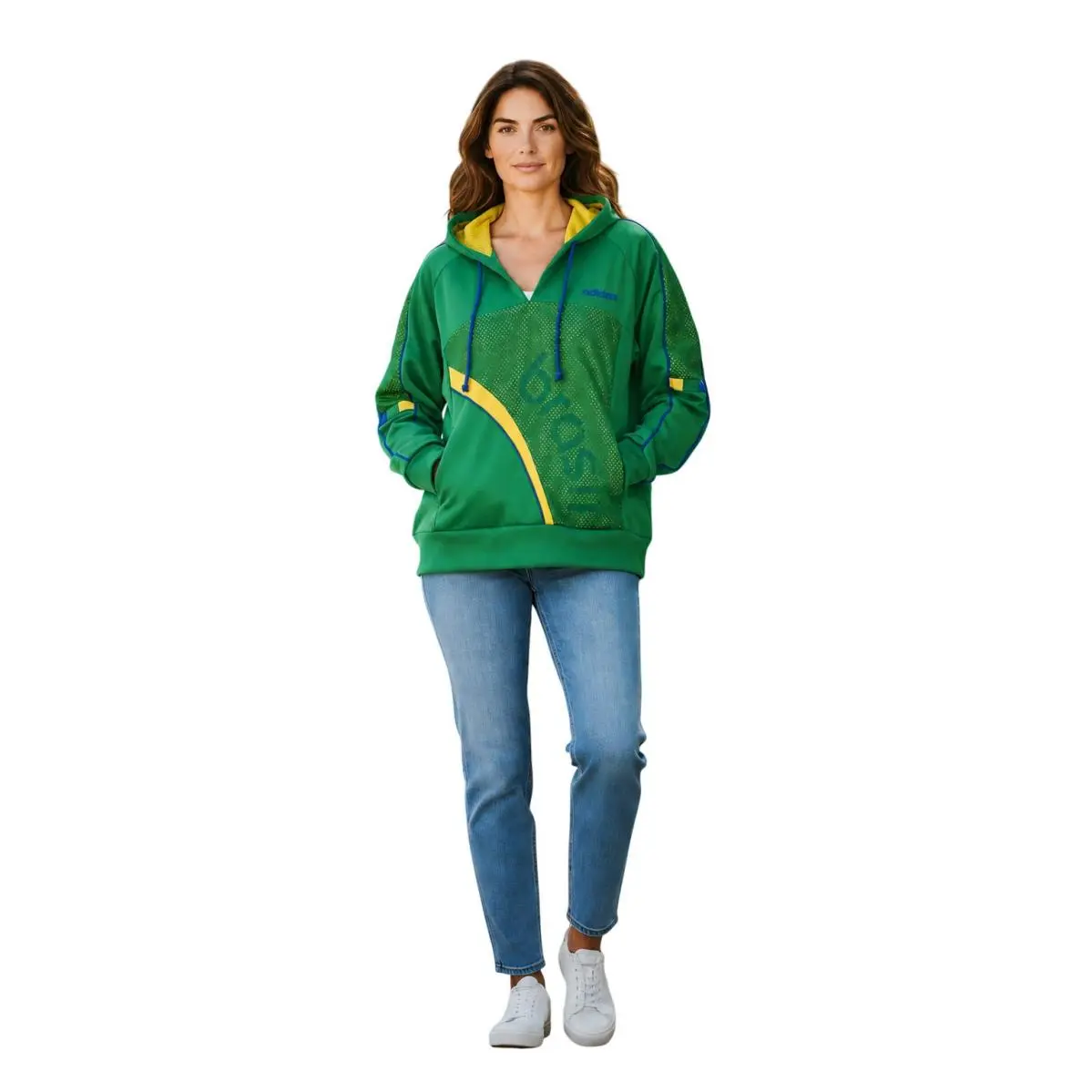 Women`s Adidas Vintage Green Fifa World Cup Brasil Hoodie Sweatshirt