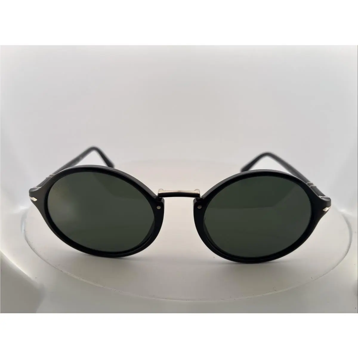 Persol Typewriter Evolution Sunglasses Black Frame Green Crystal Lens. Italy.￼
