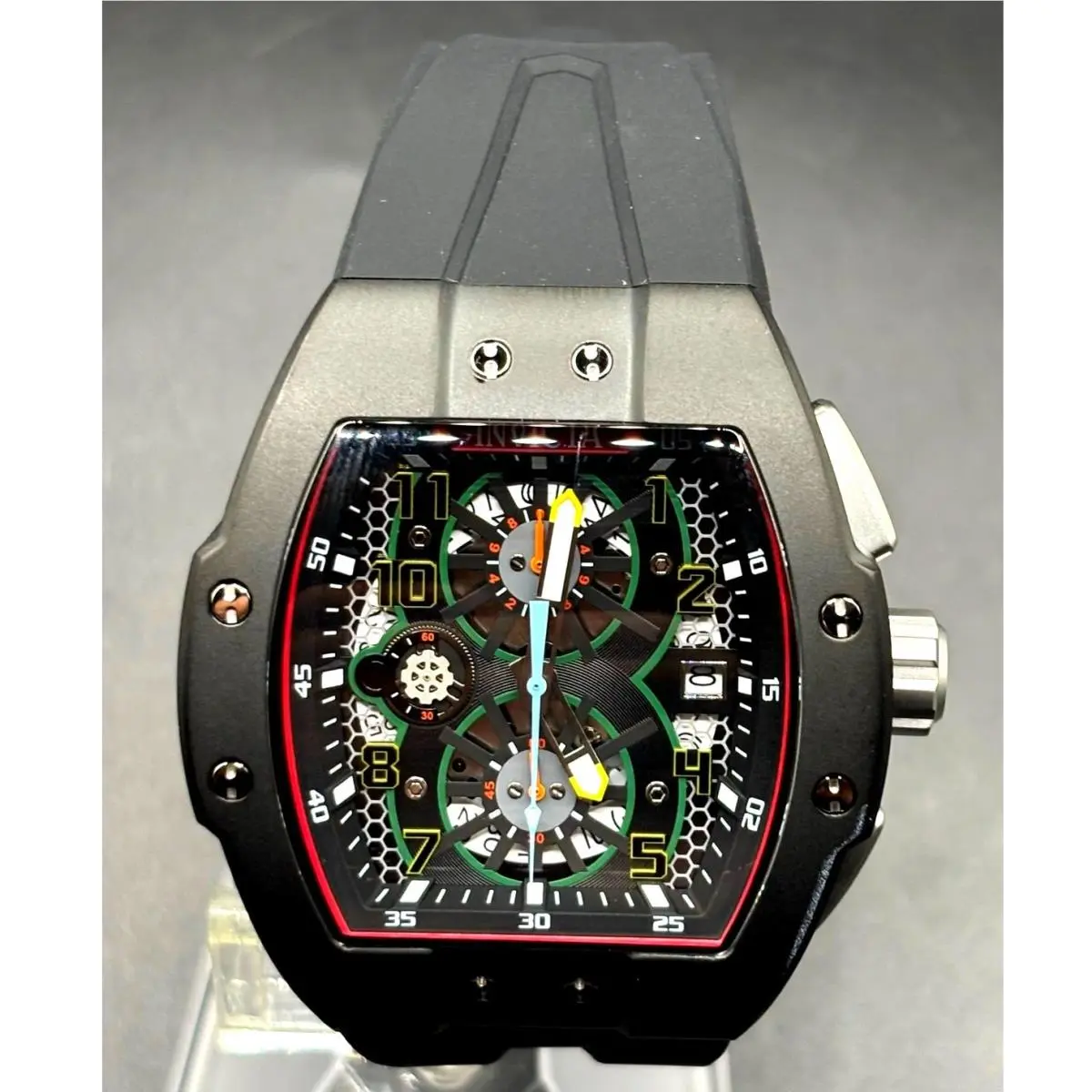 Racing Gridlock 48027 Chronograph 47mm Black Silicone Men`s Watch Nibwt by Invicta