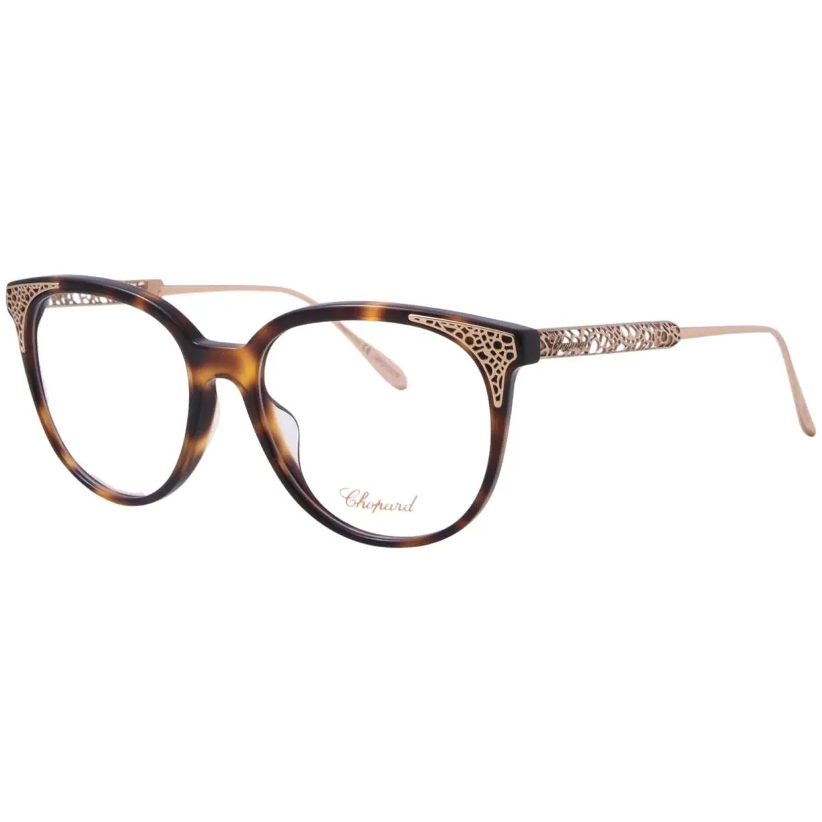 Chopard VCH253 0748 Eyeglasses Frame Women`s Tortoise Full Rim Cat Eye 53mm
