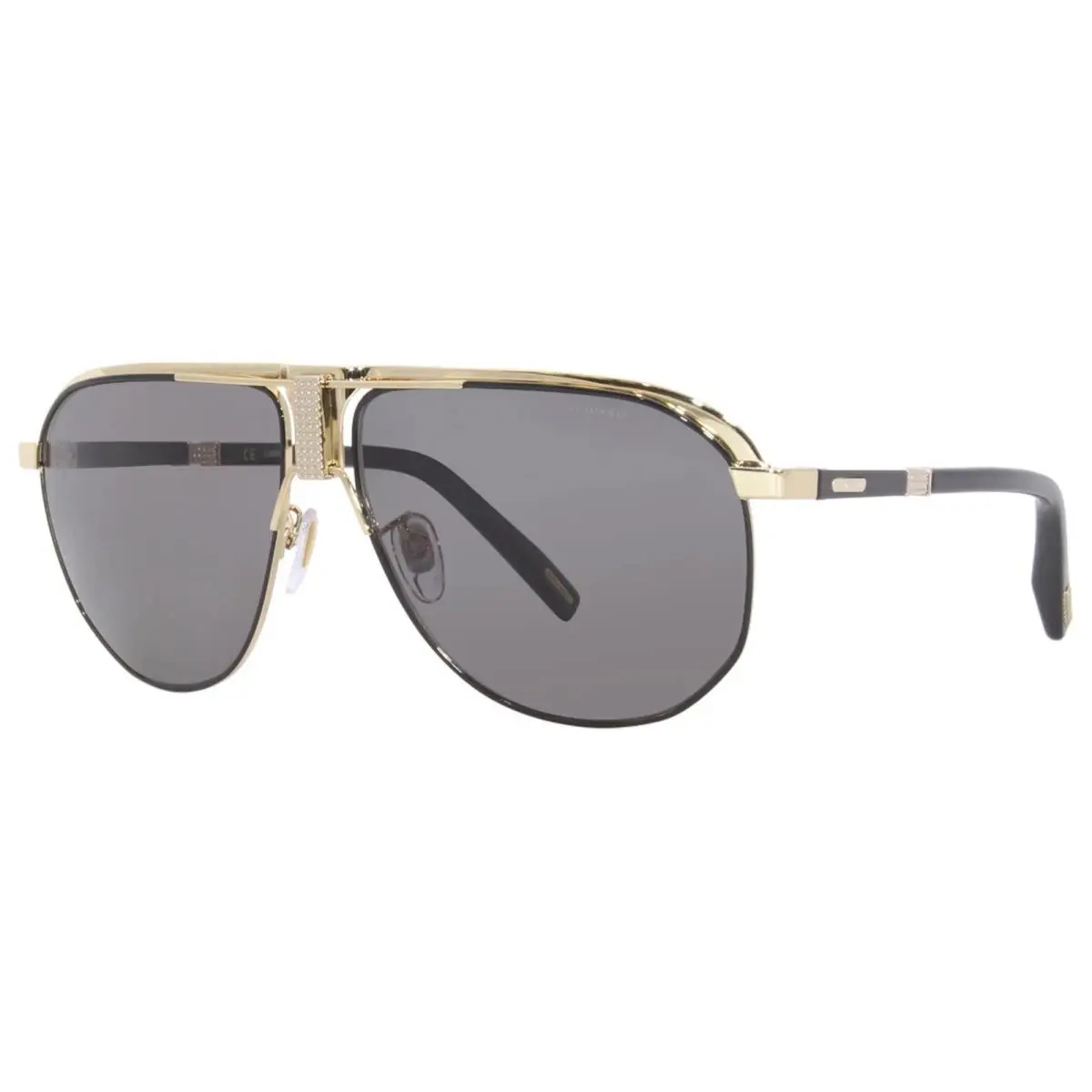 SCHF82 301P Sunglasses Women`s Gold-black/polarized Grey Lens Pilot 62mm by Chopard
