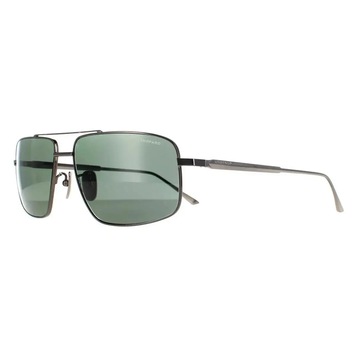 Chopard Sunglasses SCHF21M 568P Total Shiny Gunmetal Gray Green Polarized
