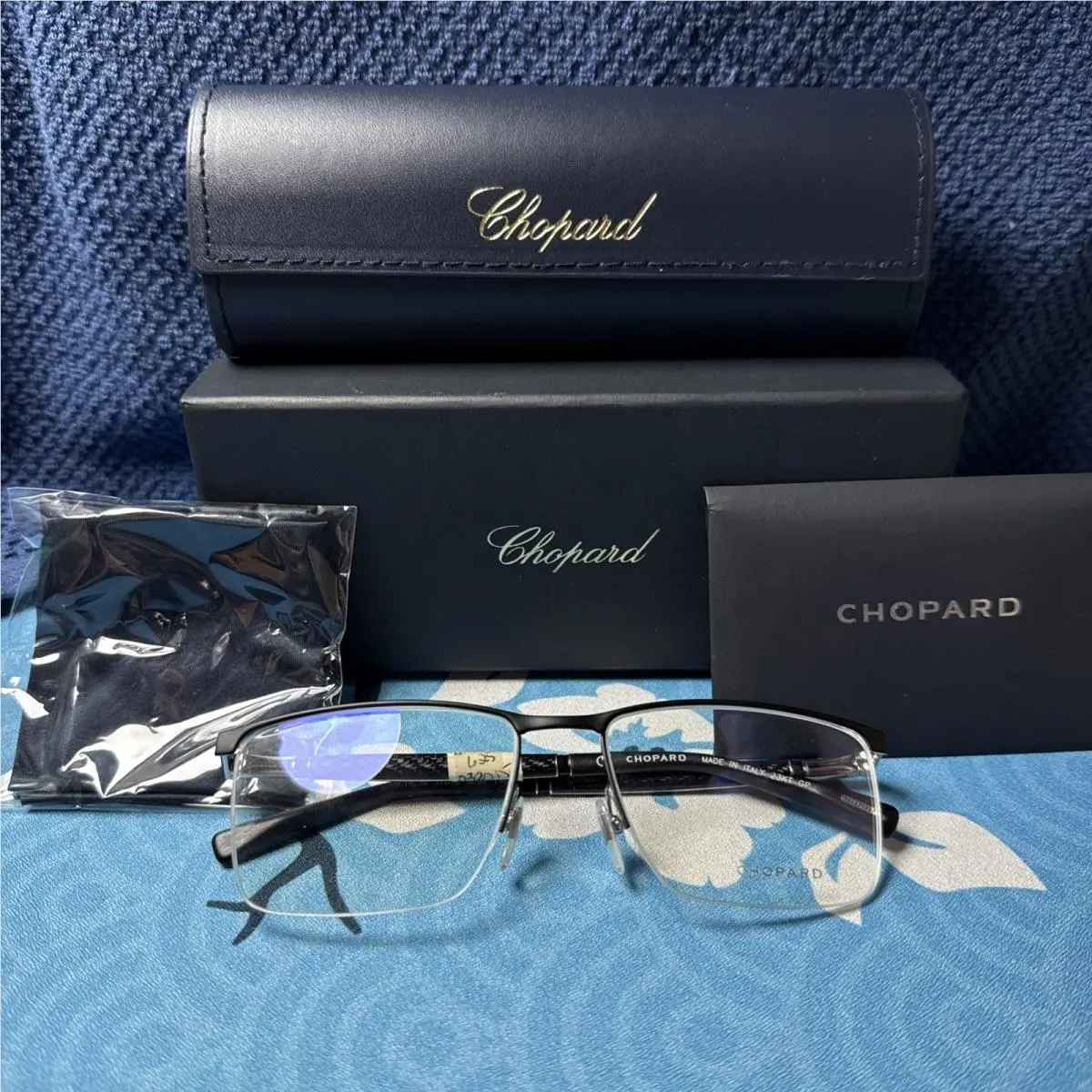 Chopard Eyeglasses Carbon Fiber Vchc38 57-18-140 Spring Hinges 23kt Gp Italy-new
