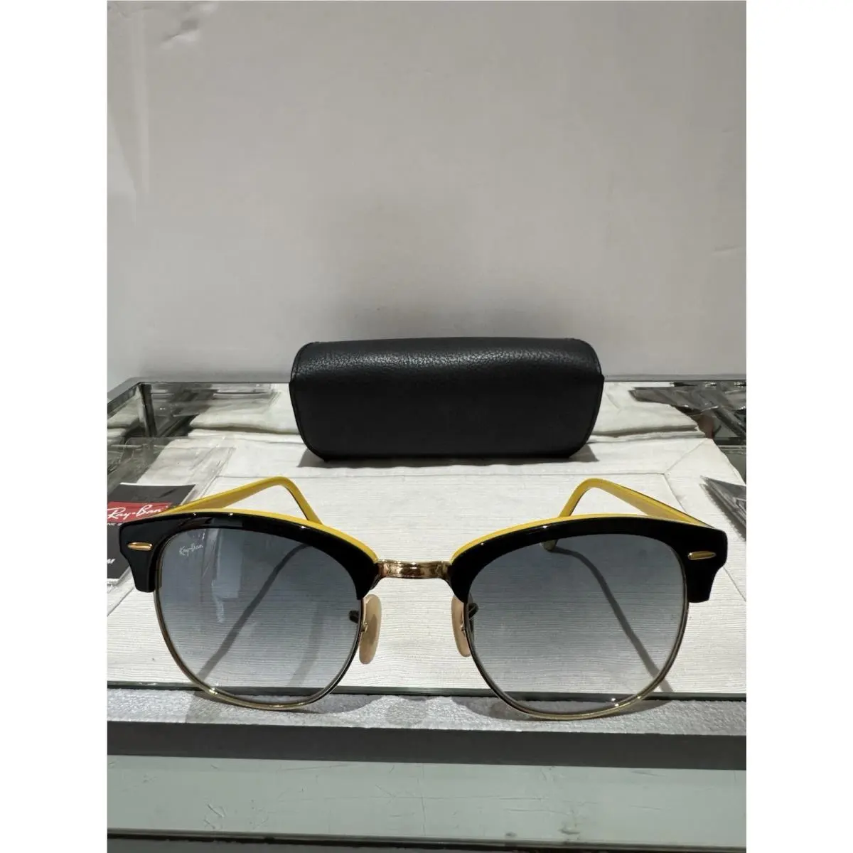 Ray Ban Eyeglasses RB 3016 Clubmaster 902/52 51-21-145 3N Gold Yellow Unisex by Ray-Ban