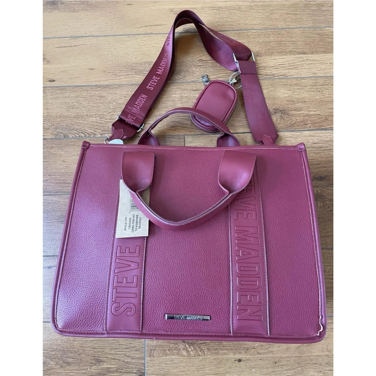 Satchel Tote Shoulder Bag Sun Dried Tomato Bwebber-el DT623705 by Steve Madden