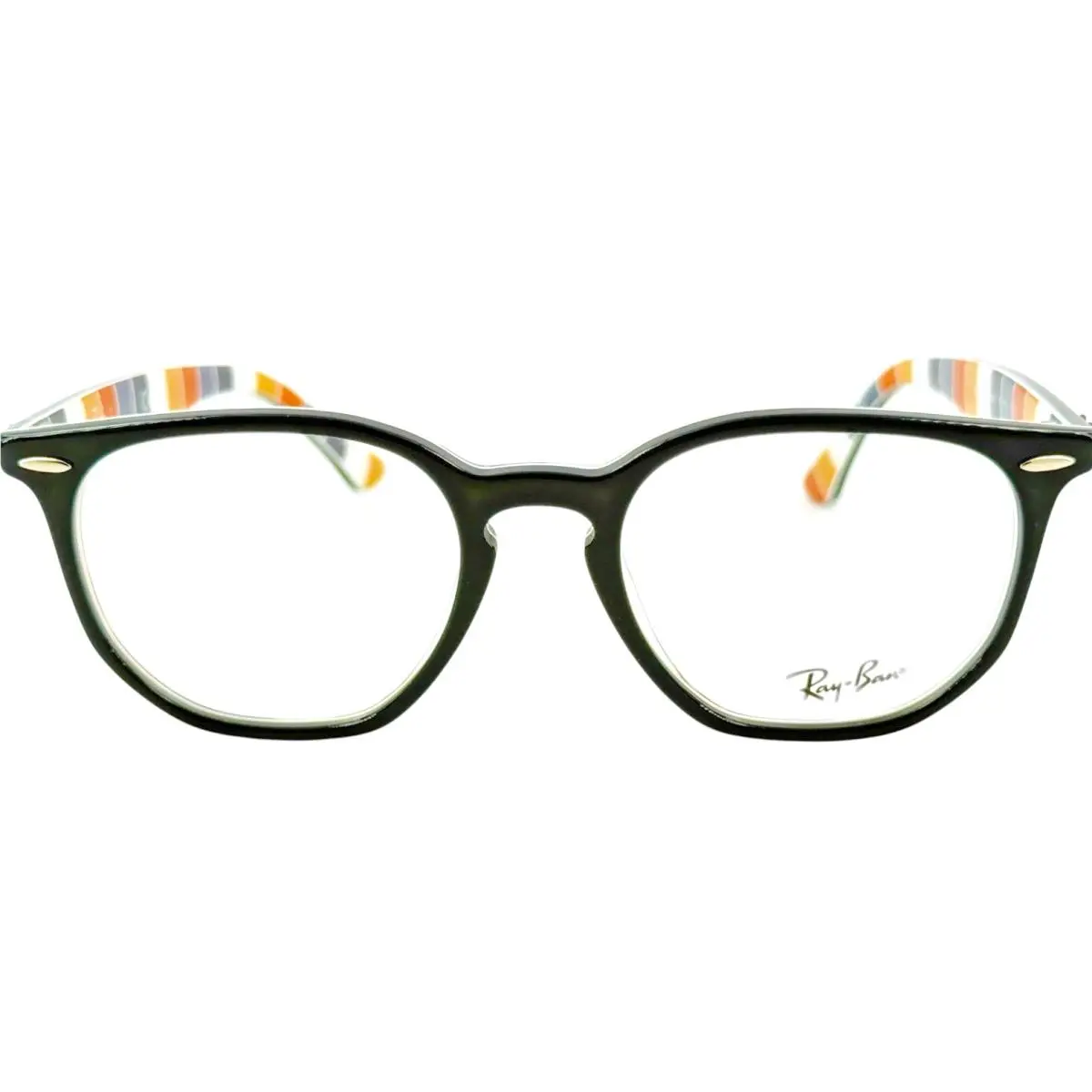 Ray Ban RB7151 Unisex Plastic Eyeglass Frame 8091 Blue Stripes Orange Blue 50-19