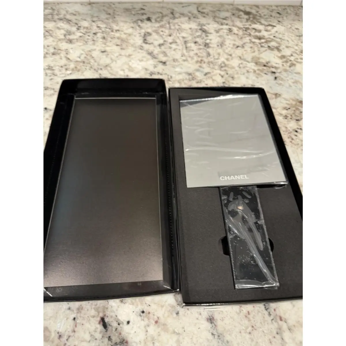 Chanel 2way Hand Mirror Black Logo CC 15.5 x11 x 10 Handle cm W/box Novelty Rare