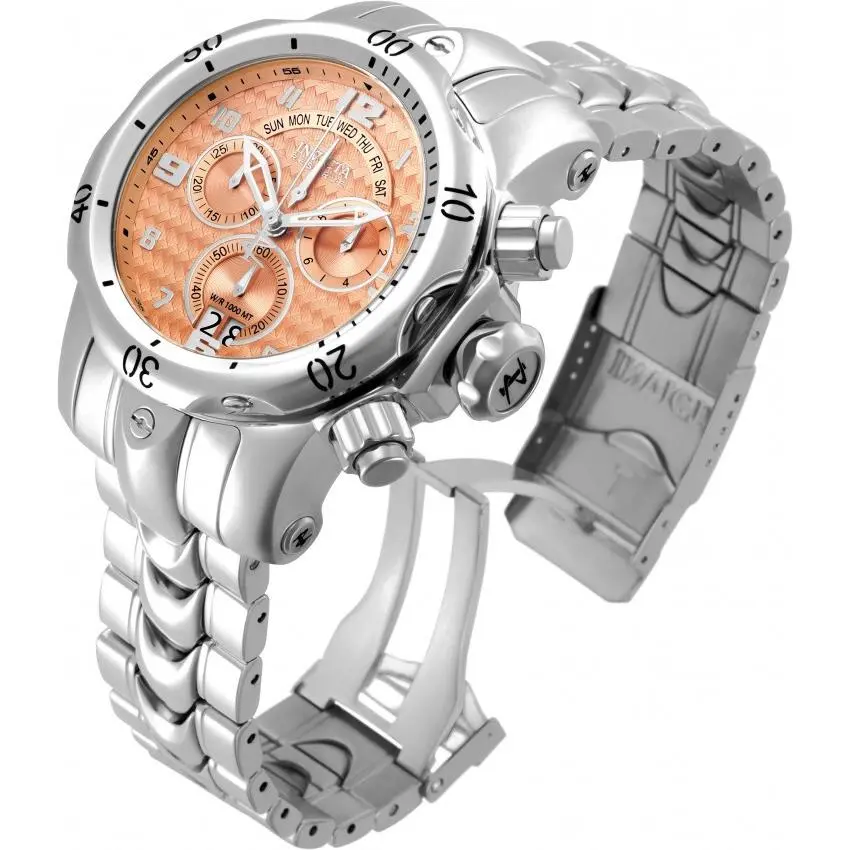 Invicta Venom Chronograph Rose Dial Stainless Steel Mens Watch 17631 Rare