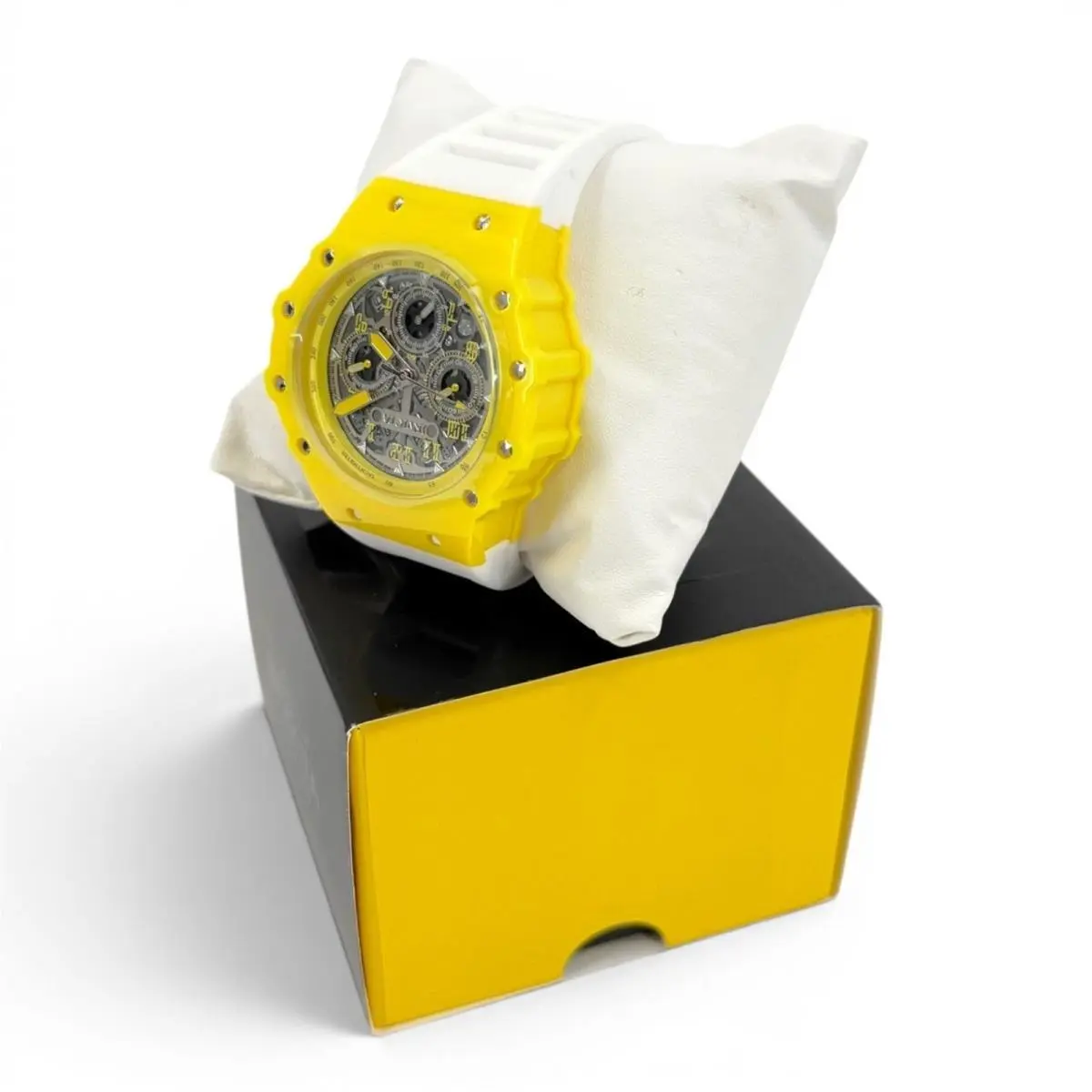 Invicta Racing Men`s Vaulthan Watch Skeleton Dial 44mm Yellow/white 69686