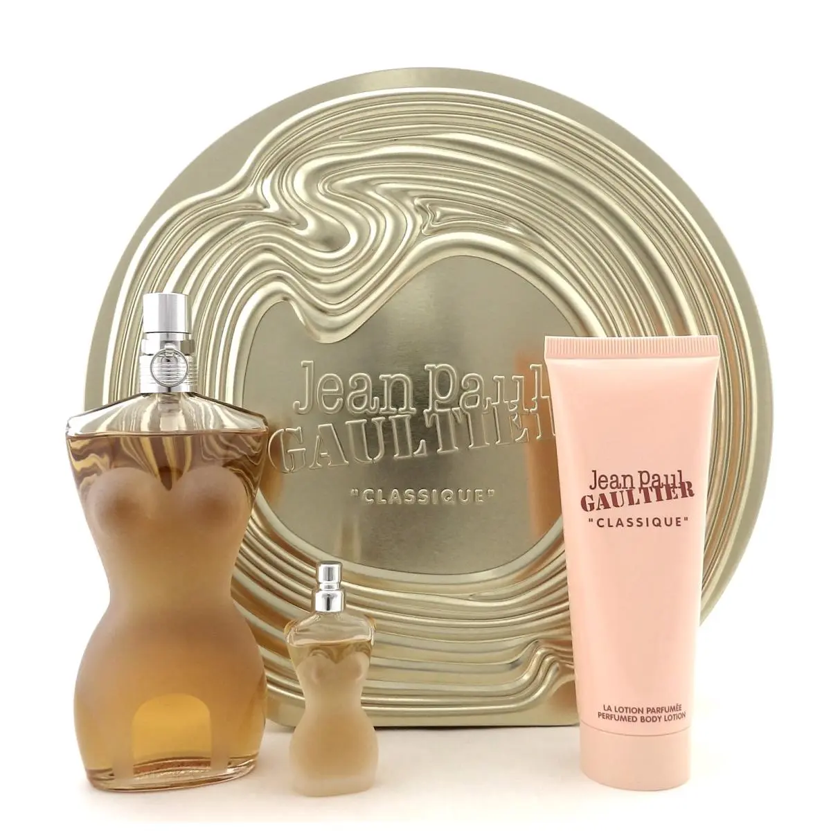 Jean Paul Gaultier Classique 3.4 oz 6 ml Edt + 2.5 oz B/lotion. Women` Set