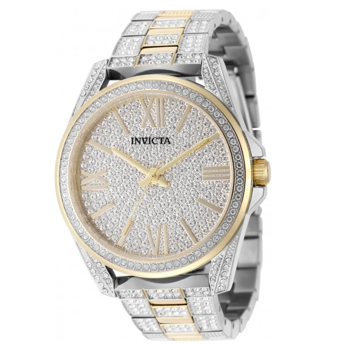 Invicta Celestial Lux Men`s 45mm Gold Pave 476 Crystals Quartz Watch 50298 - Dial: Gold, Silver, White, Yellow, Band: Gold, Silver, White, Yellow, Bezel: Gold, White, Yellow